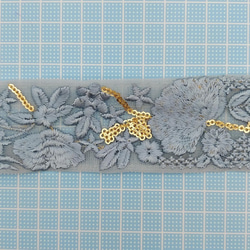 刺繍リボン 　50cm　フラワー　ブルーぼたん　S5-4 インド刺繍　INRIBUN5 4枚目の画像