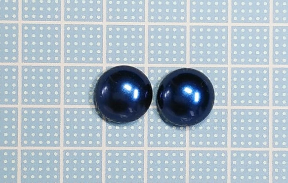 直径14ｍｍ　ガラスパールカボション　ミッドナイトブルー　4個 4枚目の画像