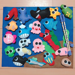 フェルトのお魚釣りセット☆ハンドメイド、知育☆保育園、幼稚園、施設