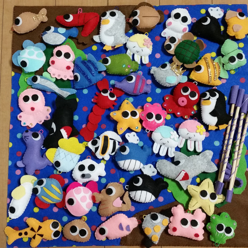 大漁☆51点お魚釣りセット、フェルト、ハンドメイド！ままごと