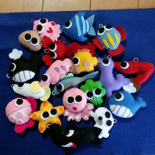 お魚つりセット（マット付）フェルト、ハンドメイド、ままごと！手作り