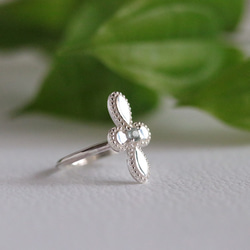 ✧Silver925 アクアマリン✧ Botanical Cross Ring 6枚目の画像