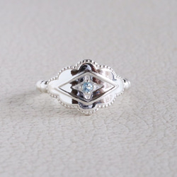 ✧silver925 ｱｸｱﾏﾘﾝ✧ Lozenge Ring 1枚目の画像