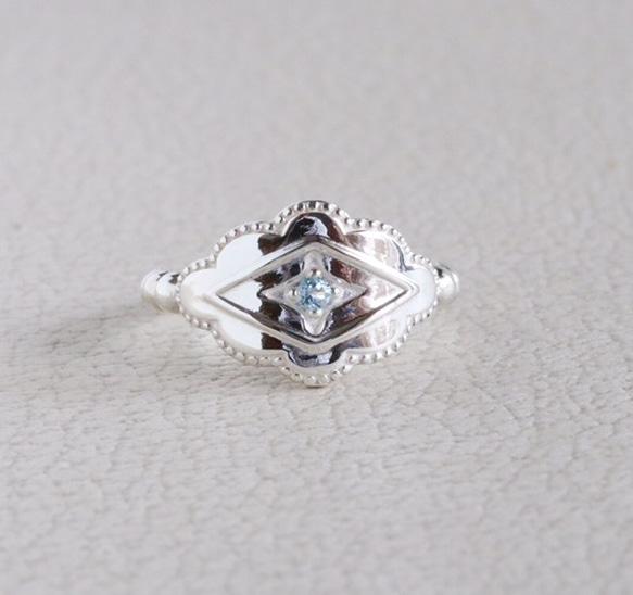 ✧silver925 ｱｸｱﾏﾘﾝ✧ Lozenge Ring 1枚目の画像