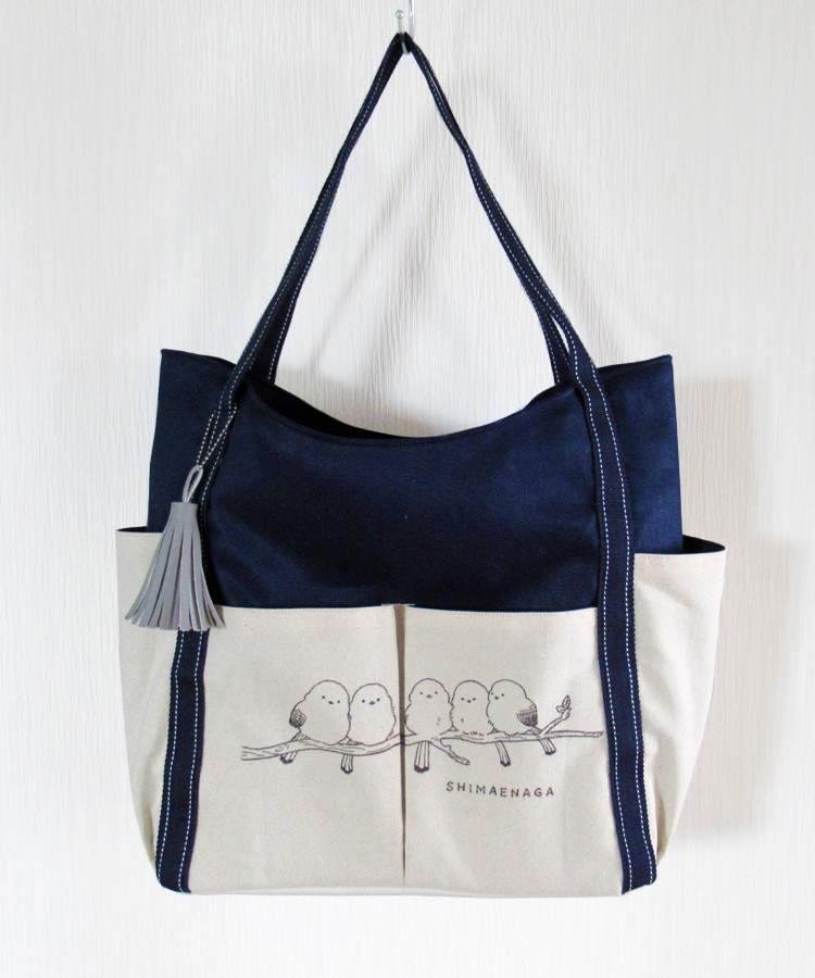 シマエナガ　がま口バッグ　ハンドメイド ネネジン | … シマエナガ柄がま口 出来ました ✔️白玉あんみつ