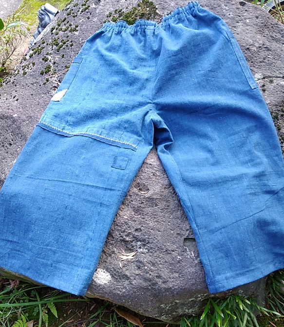 藍染め木綿の刺し子パンツ 4枚目の画像