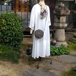 着物リメイク　大島紬の丸型ポシェット 8枚目の画像