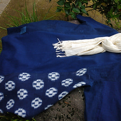 着物リメイク　藍染めのコクーンチュニック 5枚目の画像