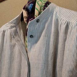 着物リメイク　縞木綿のシャツワンピース 4枚目の画像