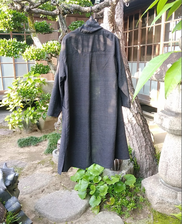 着物リメイク　夏紬の羽織りカーディガン 3枚目の画像