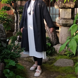 着物リメイク　夏紬の羽織りカーディガン 4枚目の画像