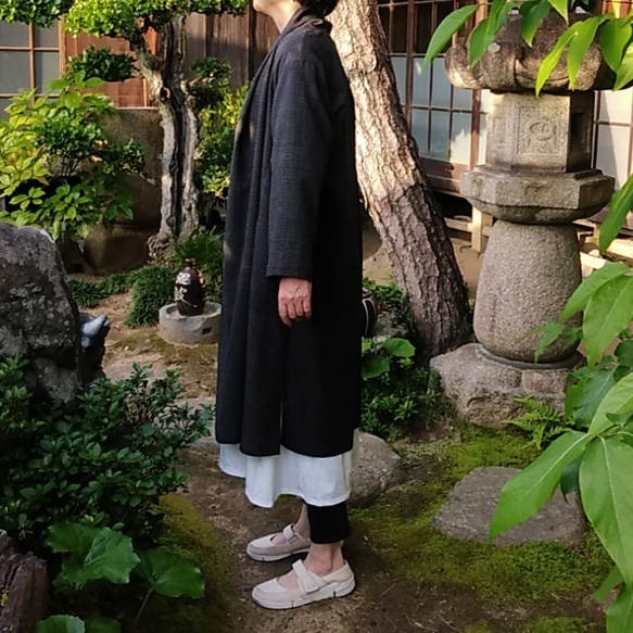 着物リメイク　夏紬の羽織りカーディガン 5枚目の画像