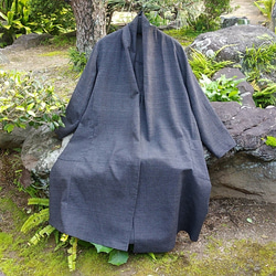 着物リメイク　夏紬の羽織りカーディガン 8枚目の画像