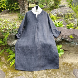 藍染め 麻の着物 上品な色柄 古布 リメイクなどにも