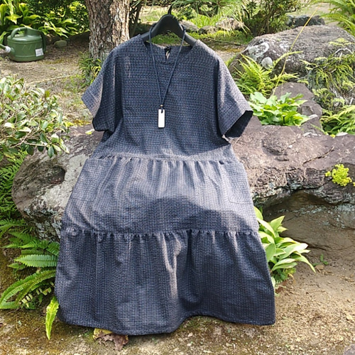 着物リメイク　ティアードワンピース【2306】 着物リメイク ティアードワンピース【2306】 - メルカリ