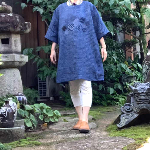 値下げ浴衣リメイク 着物リメイク ワンピース チュニック 古布