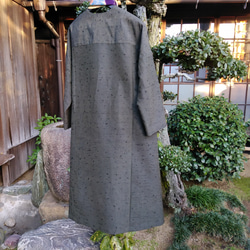 着物リメイク　ひげ紬のカシュクールコート 9枚目の画像