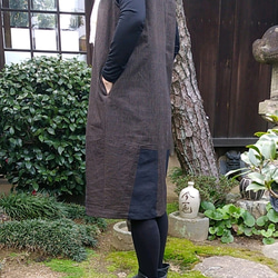 着物リメイク　縞木綿のコクーンジャンパースカート 4枚目の画像
