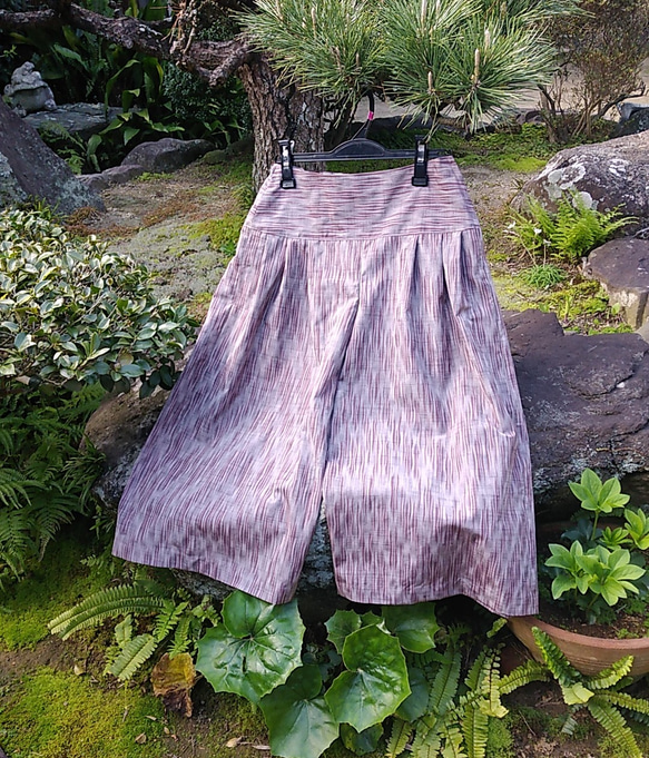 着物リメイク　春色紬のセットアップ/リバーシブル/絹 3枚目の画像