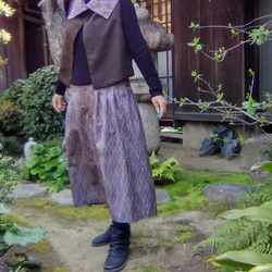 着物リメイク　春色紬のセットアップ/リバーシブル/絹 4枚目の画像