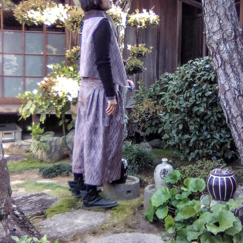 七の㉙ 着物リメイク 緑の紬 セットアップ compass1737634654
