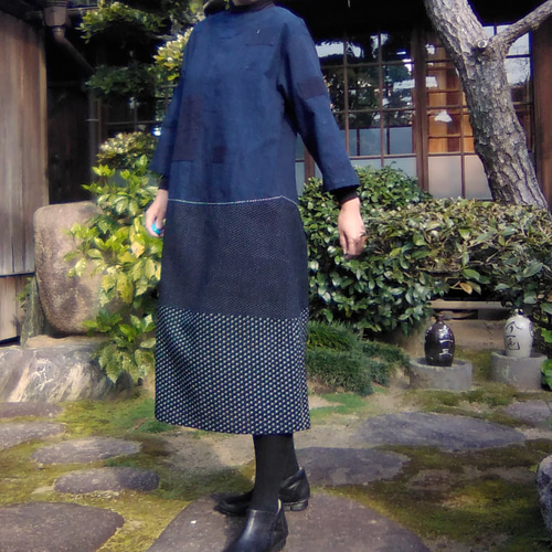 古布リメイク 藍染のコクーンワンピース ワンピース 古布華 通販