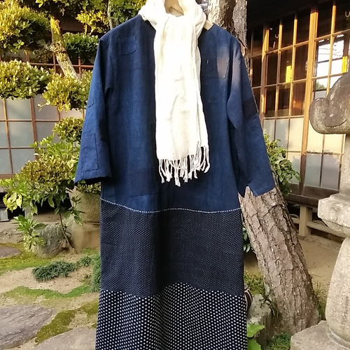 古布リメイク 藍染のコクーンワンピース ワンピース 古布華 通販 