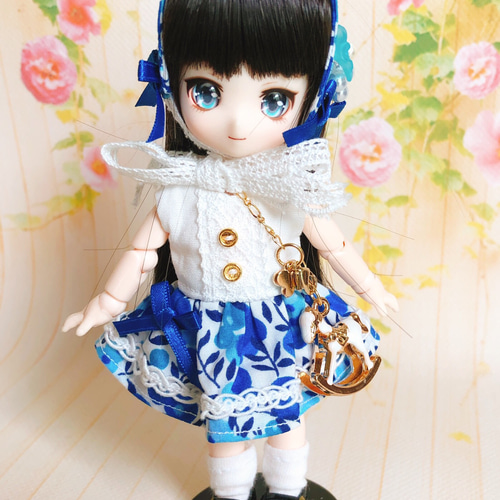 SALE】ドール服 オビツ11サイズリバティ生地使用ブルーの大人