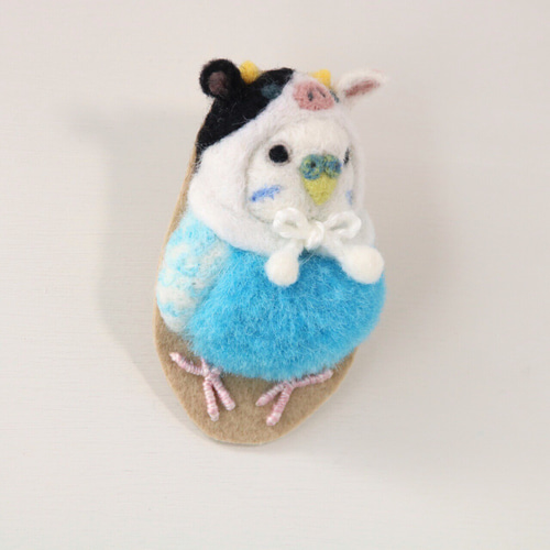 羊毛フェルト　セキセイインコ　干支 羊毛フェルト 干支シリーズ❤︎セキセイインコ ブローチ