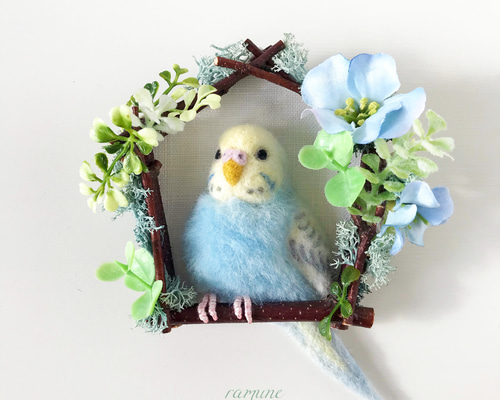 羊毛フェルト セキセイインコの壁飾り 羊毛フェルト ramune001 通販