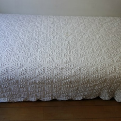 手編みひよこ豆のモチーフつなぎのベッドカバー91　 4枚目の画像