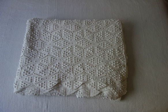 手編みひよこ豆のモチーフつなぎのベッドカバー91　 10枚目の画像