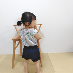 【90サイズのみ】ベビー おしゃまなリネンのショートパンツ(ネイビー) 3枚目の画像