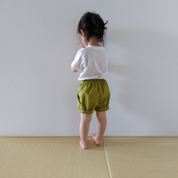 【80サイズのみ】ベビー　おしゃまなリネンのショートパンツ(グリーン) 5枚目の画像