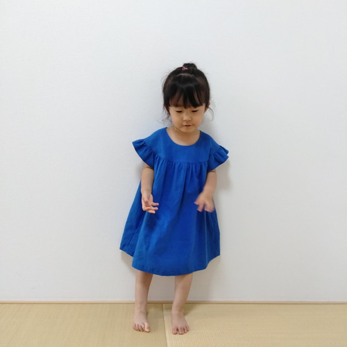 90size】フリル袖ワンピース