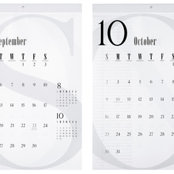 2022年壁掛けカレンダー B3 モノトーン シンプル＆スタイリッシュデザイン タイポグラフィ 8枚目の画像