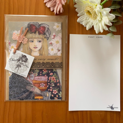 選べる！組合せ自由ポストカード【Flowers and Girls　春バージョン（4柄のうち）４枚 】封筒付 3枚目の画像
