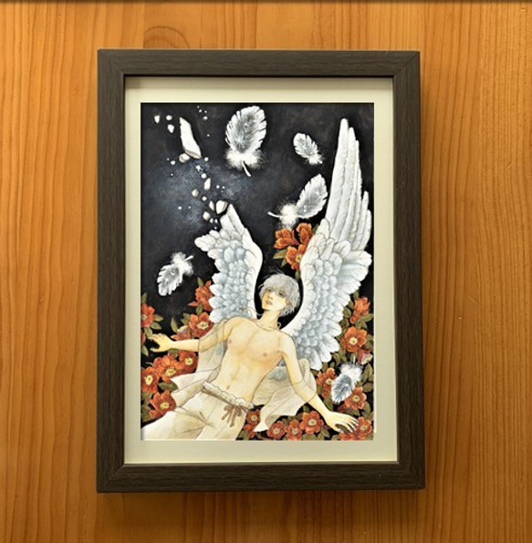 マウイの夕焼け」透明水彩画 原画 風景画 額縁付 SMサイズ 絵画