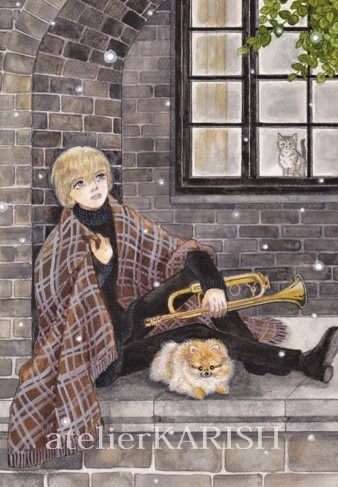 半額SALE!水彩画原画【ファンファーレ】送料無料！