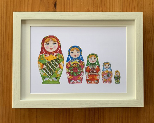 マツモトヨーコ ドローイング 絵画 「北の国から」 マトリョーシカ