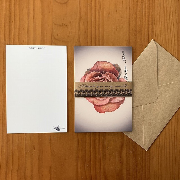 ポストカード【いちごと花のちょっとリアルなポストカード　4枚セット】封筒付 3枚目の画像
