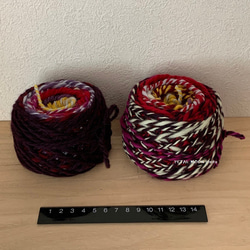 手紡ぎ糸  双糸　パープルカラフルmix２玉セット 1枚目の画像
