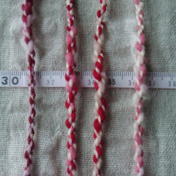 ★(23) 手紡ぎ糸 Textured Cable Yarns いちごみるく（Ａ） 3枚目の画像