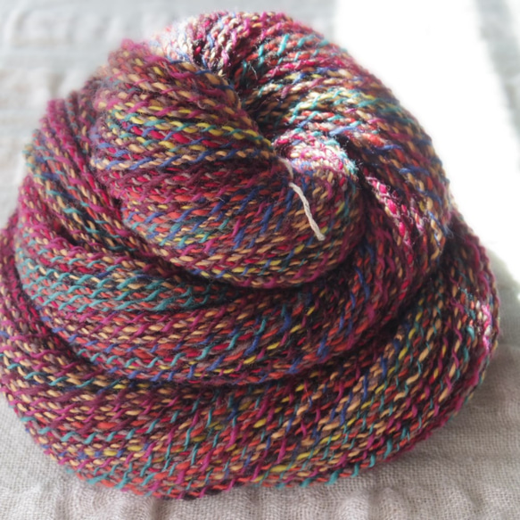 (26)手紡ぎ糸  Basic Crepe Yarn(3-Ply)アネモネＢ 1枚目の画像
