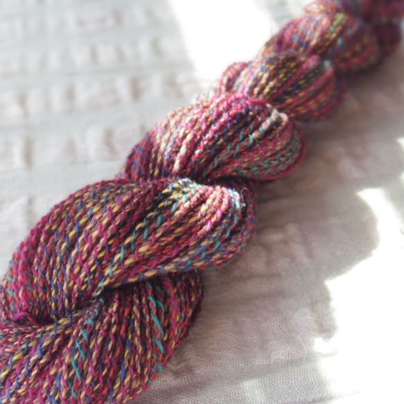 (26)手紡ぎ糸  Basic Crepe Yarn(3-Ply)アネモネＢ 4枚目の画像