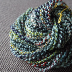 (67) 手紡ぎ糸 Textured Cable Yarns 青磁色ベース（Ｂ） 2枚目の画像