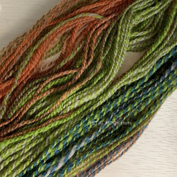手紡ぎ糸●双糸●茶緑　Ｂ 3枚目の画像