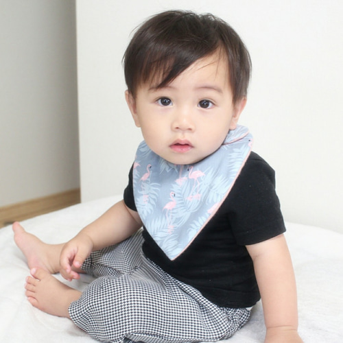 男の子のためのフラミンゴスタイ☆くすみピンク☆バンダナスタイ☆出産