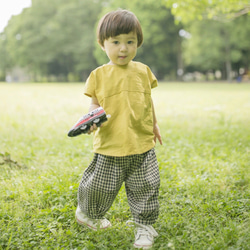 【受注生産】 tam ワイドシルエットブラウス 織ドットマスタード 3枚目の画像