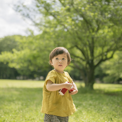 【受注生産】 tam ワイドシルエットブラウス 織ドットマスタード 5枚目の画像